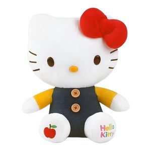 BNWT Sanrio Hello Kitty Denim Sitting Plush Stuffed Toy 9.8"(25cm) Red Ribbon